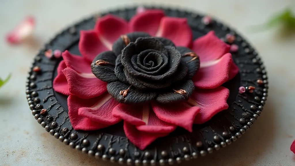 Victorian hair and pressed flower brooch