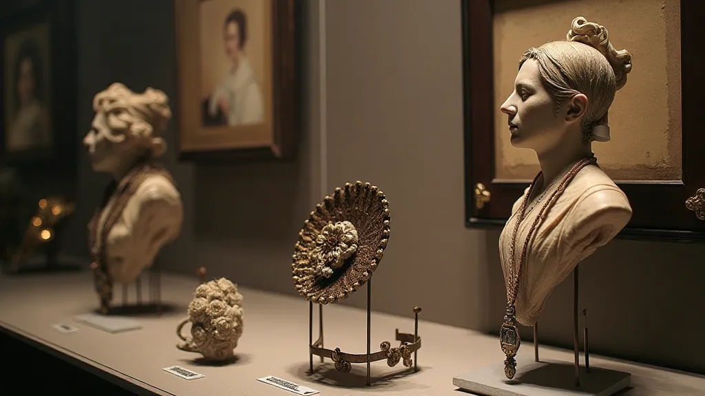 Victorian hair art displayed in a museum