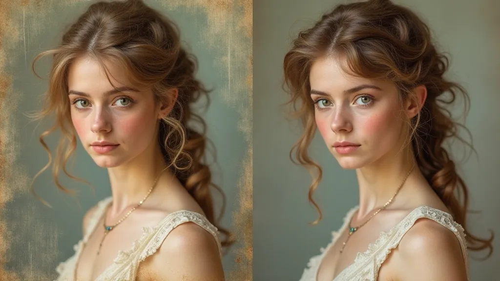 Victorian hair portrait before and after restoration