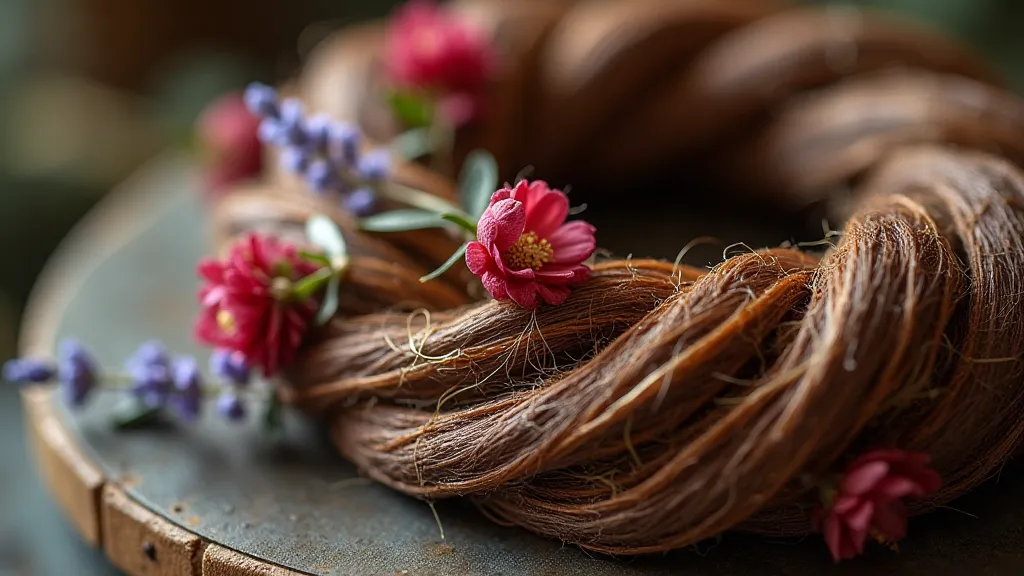 Victorian hair wreath with lavender and geraniums