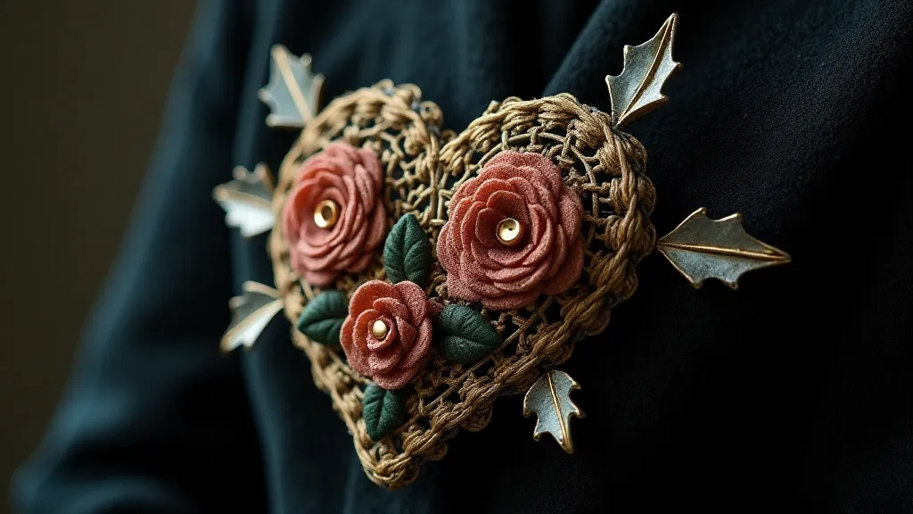 Victorian mourning brooch in the shape of a heart