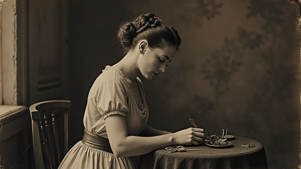 Victorian Woman Creating Hair Art