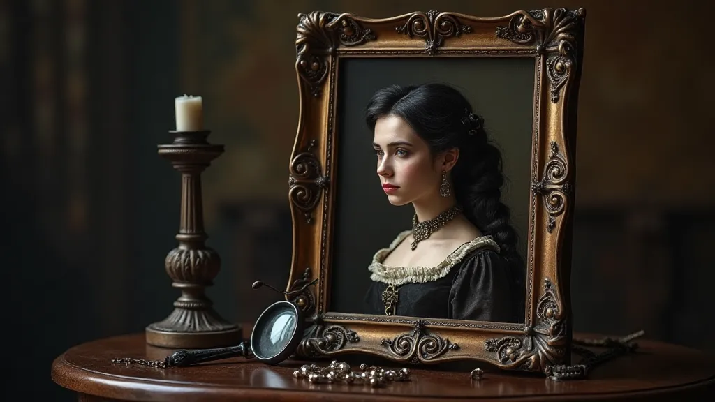 Victorian hair portrait still life