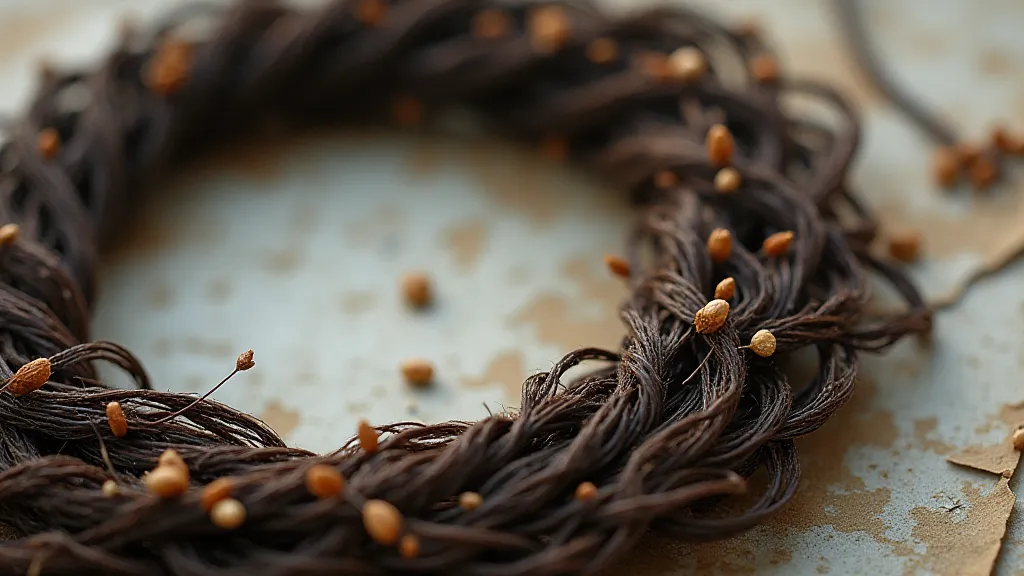 Close-up of a Victorian hair wreath