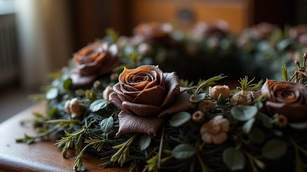 Detail of a Victorian hair wreath